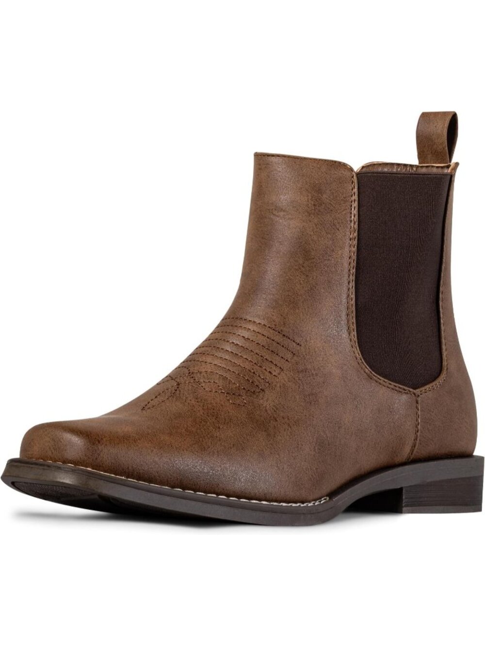 Men’s Brown Western Cowboy Ankle Chelsea Boots Square Toe Stylish Dress Boots